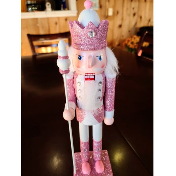 Pink Christmas Nutcracker Soldier Wooden Statue Holiday Decor Xmas Decoration - Picture 5 of 15